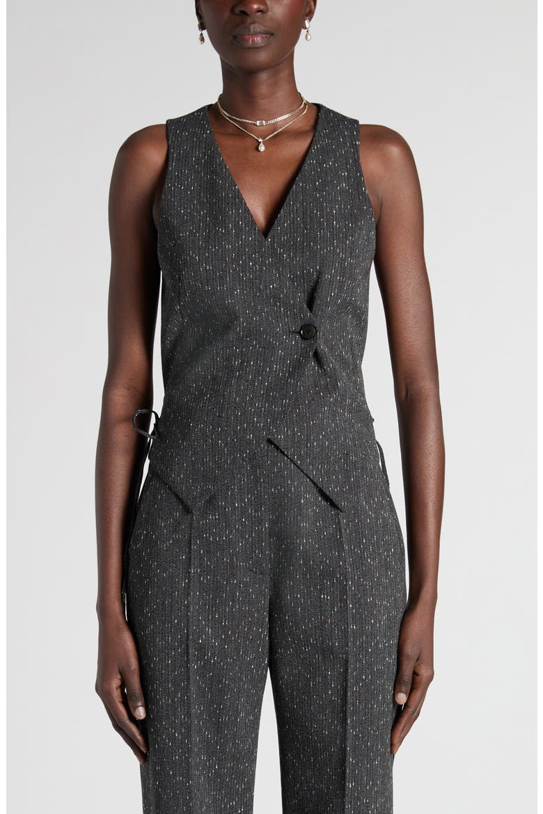 Lace-Up Wool Blend Slub Vest, Main, color, GREY