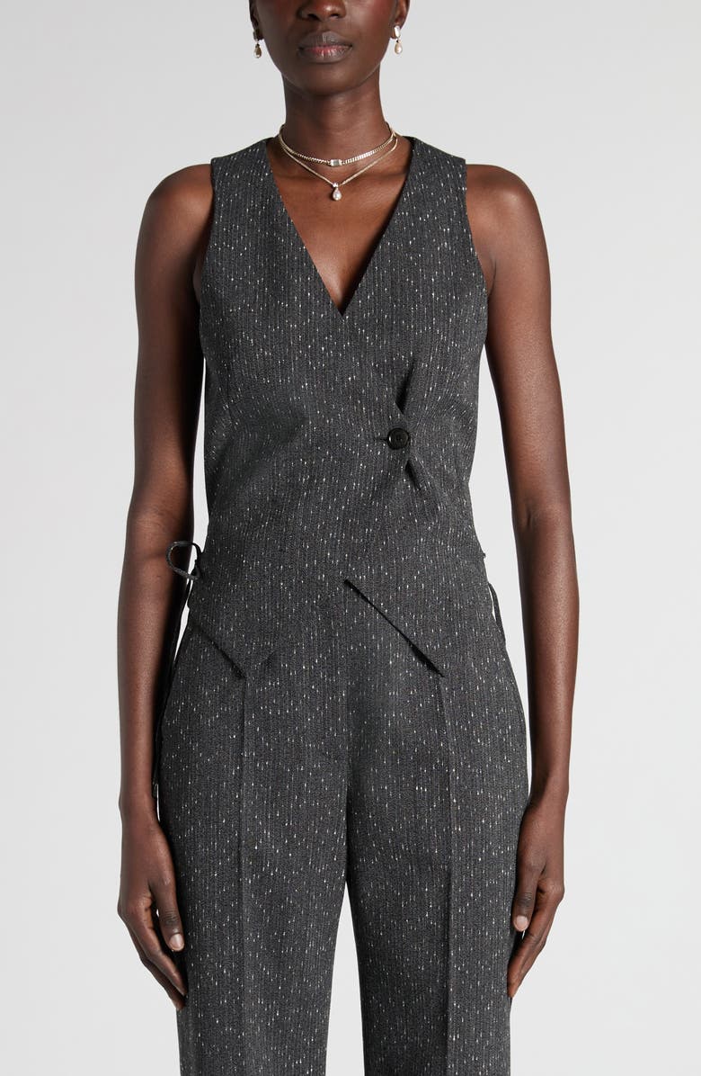 McQueen Lace-Up Wool Blend Slub Vest, Main, color, Grey