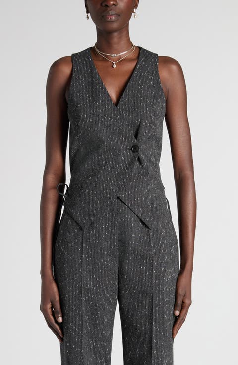 Lace-Up Wool Blend Slub Vest