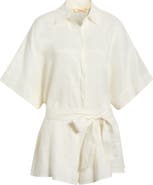 Elan Linen Cover-Up Romper
