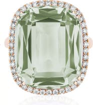 GOSHWARA Gossip Cushion Cut Blue Topaz & Diamond Cocktail Ring