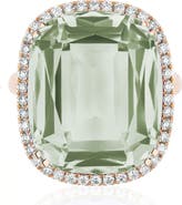 GOSHWARA Gossip Cushion Cut Blue Topaz & Diamond Cocktail Ring