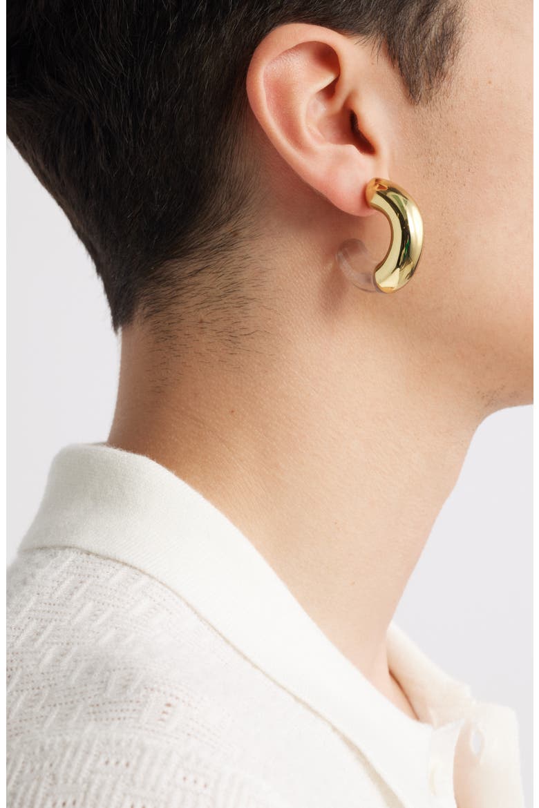 Metal & Resin Hoop Earrings, Alternate, color, CLEAR- GOLD