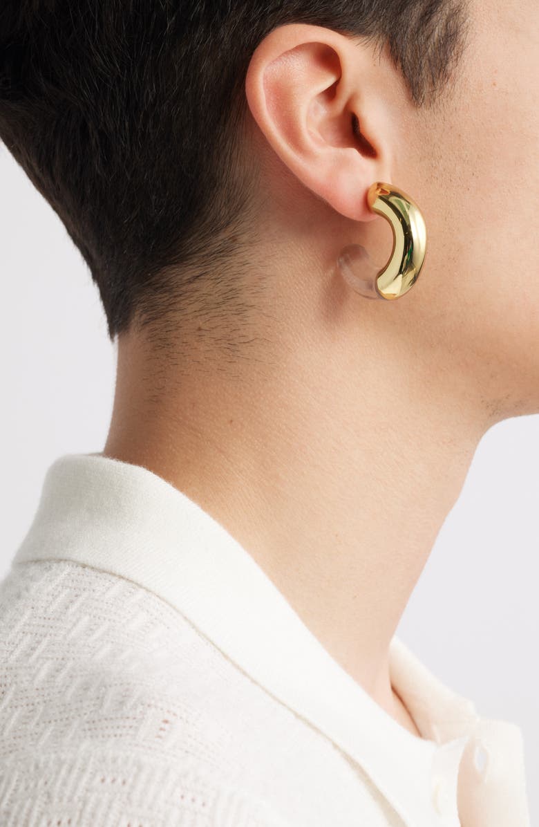 Open Edit Metal & Resin Hoop Earrings, Alternate, color, Clear- Gold