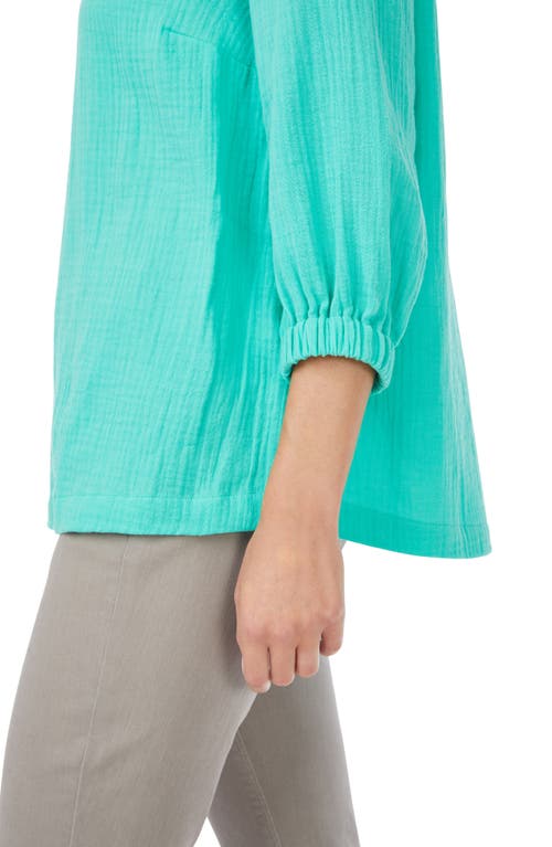 Foxcroft Evie Gauze Blouse In Sea Mist