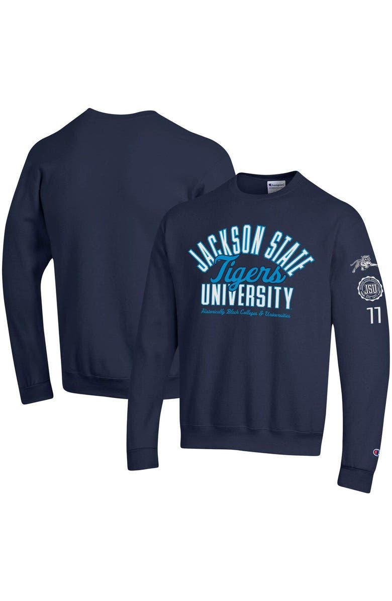 Champion Men's Champion Navy Jackson State Tigers 2-Hit Powerblend Pullover Sweatshirt, Main, color, 