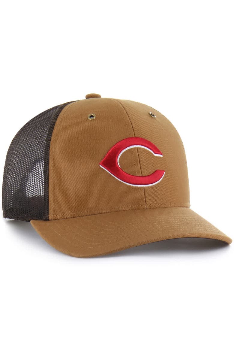 CARHARTT X 47 Men's Carhartt x '47 Brown Cincinnati Reds Trucker Adjustable Hat, Alternate, color, Brown