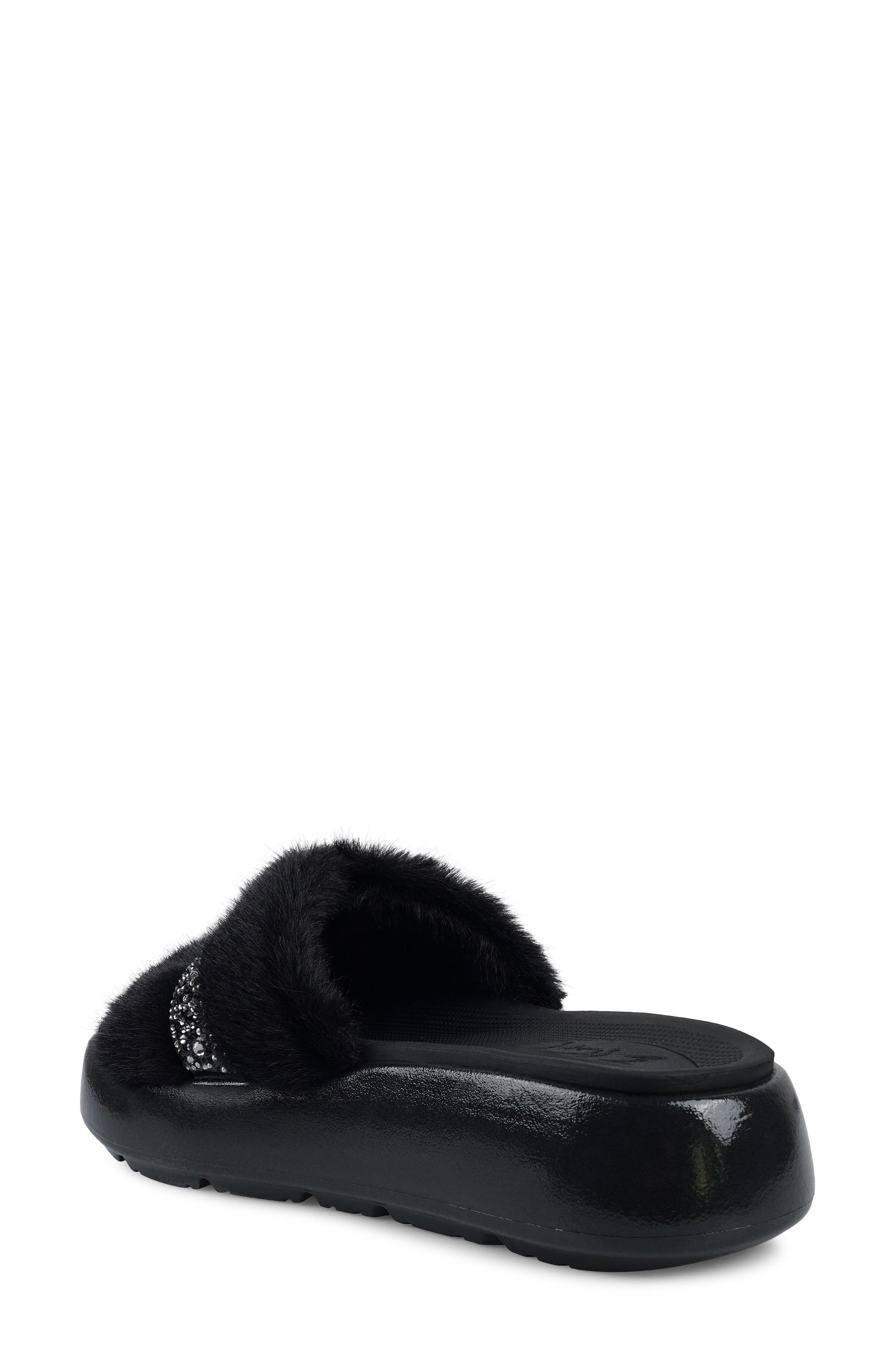 ZIGI Finley Faux Fur Platform Sandal, Alternate, color, Black