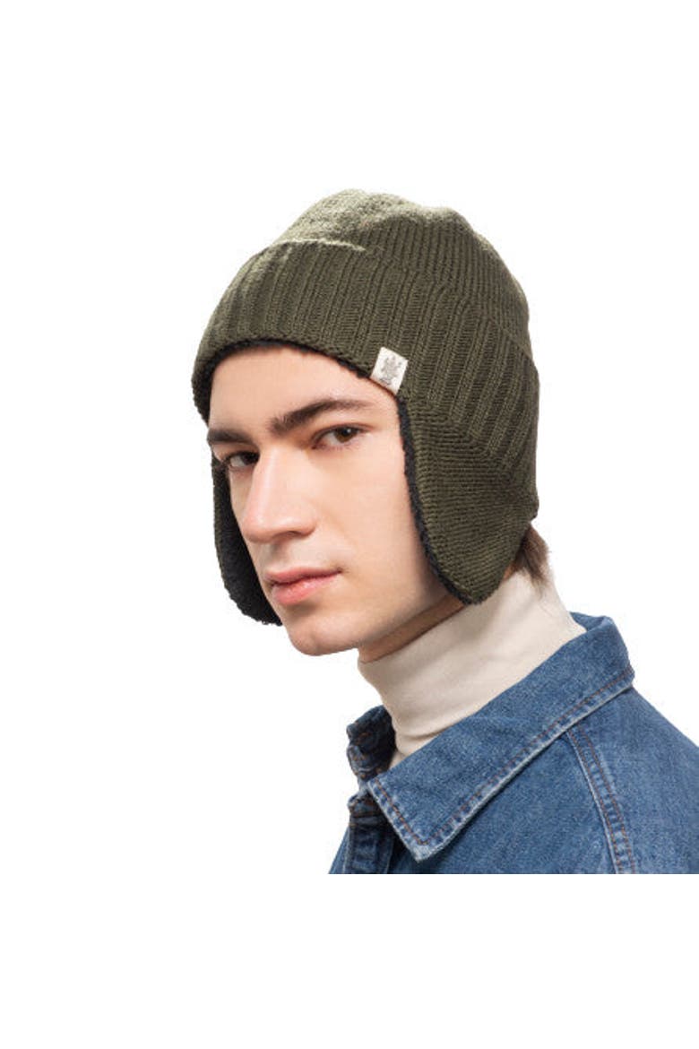 Rib Band Earflap Hat, Alternate, color, Black