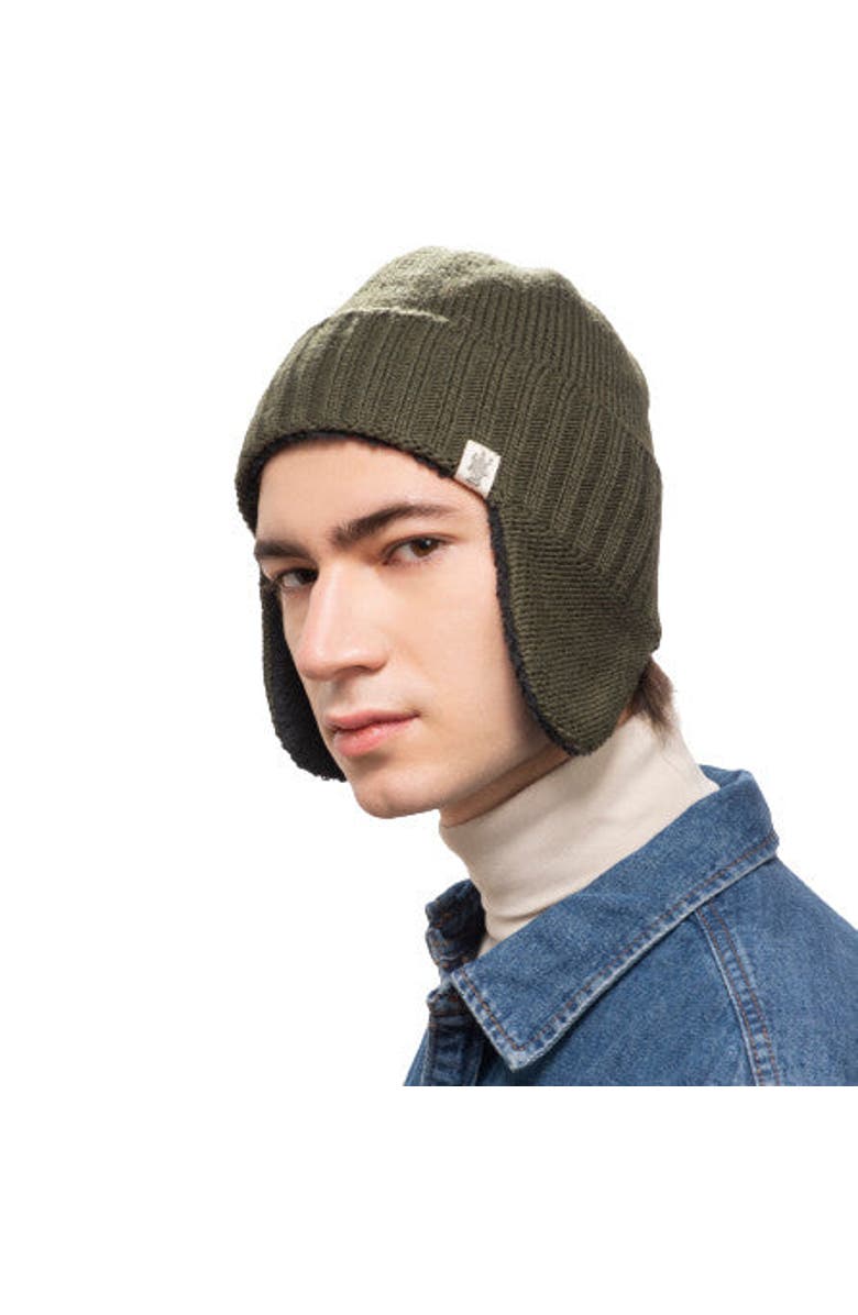 Nirvanna Designs Rib Band Earflap Hat, Alternate, color, Black