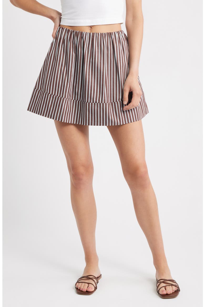 Poplin Miniskirt, Main, color, BROWN MULTI