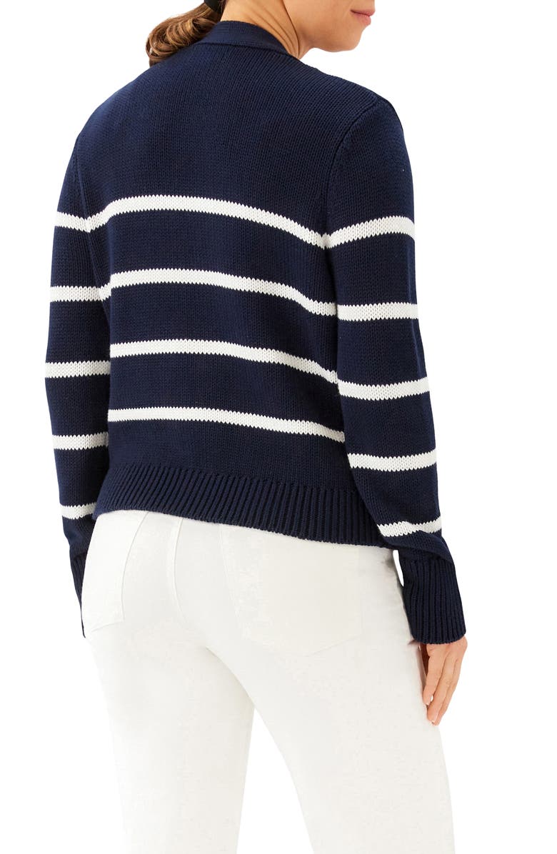 Karen Kane Stripe Cardigan Sweater, Alternate, color, Navy W/ Off White