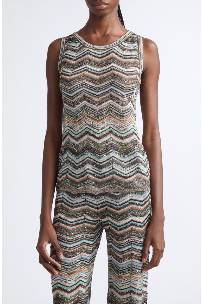 Sequin Metallic Jacquard Sleeveless Sweater, Main, color, BLACK MULTI