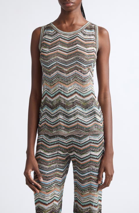 Sequin Metallic Jacquard Sleeveless Sweater