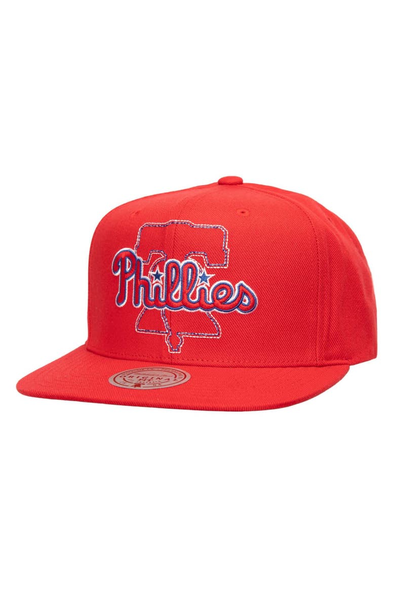 Mitchell & Ness Men's Mitchell & Ness Red Philadelphia Phillies Double Up Snapback Hat, Main, color, Red