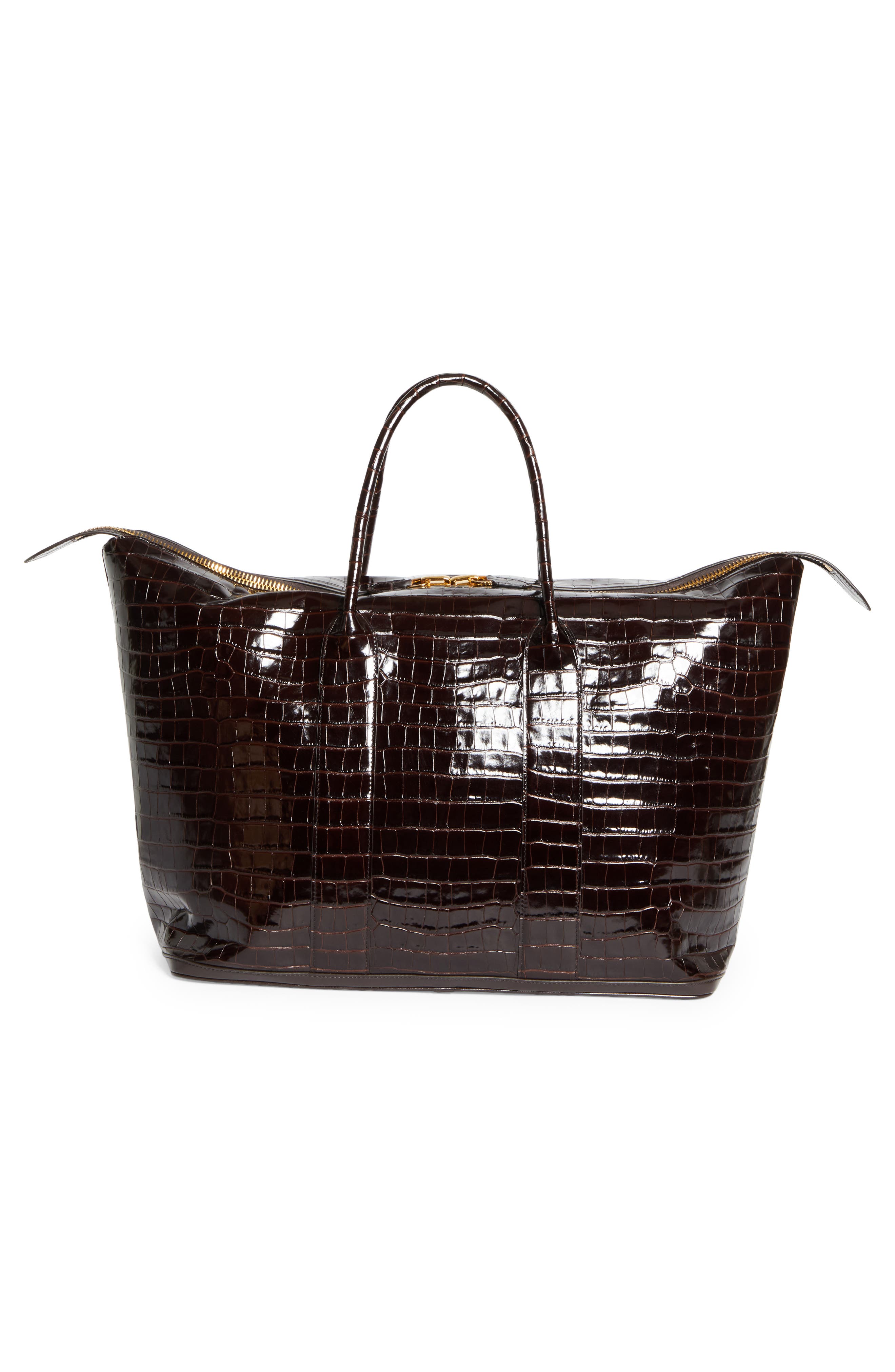 TOM FORD Croc Embossed Leather Travel Bag, Alternate, color, 