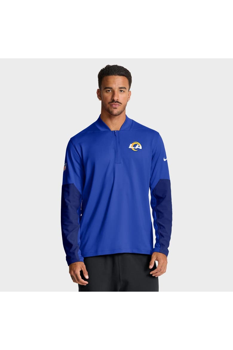 Men's Nike Royal Los Angeles Rams Sideline Dri-FIT Half-Zip Pullover, Main, color, Royal