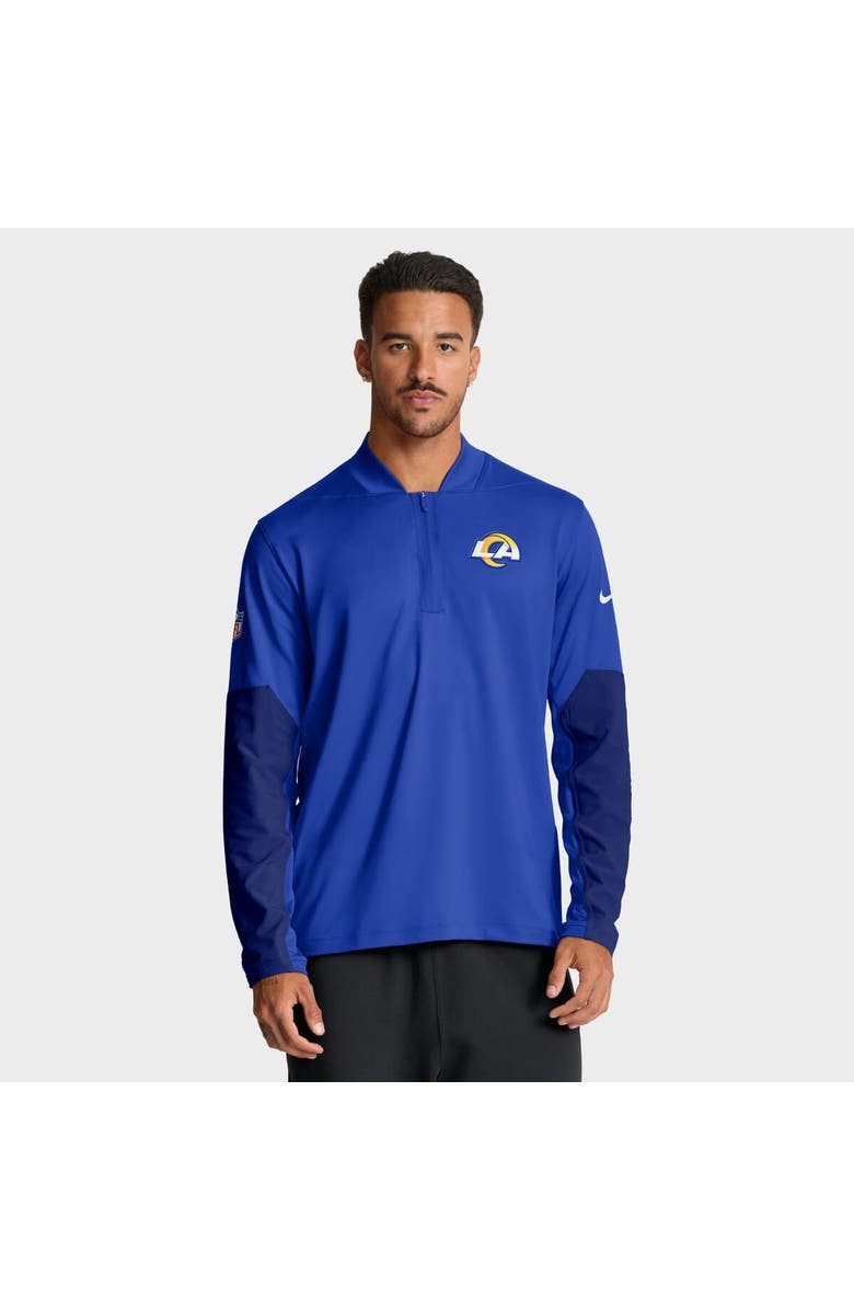 Nike Men's Nike Royal Los Angeles Rams Sideline Dri-FIT Half-Zip Pullover, Main, color, Royal