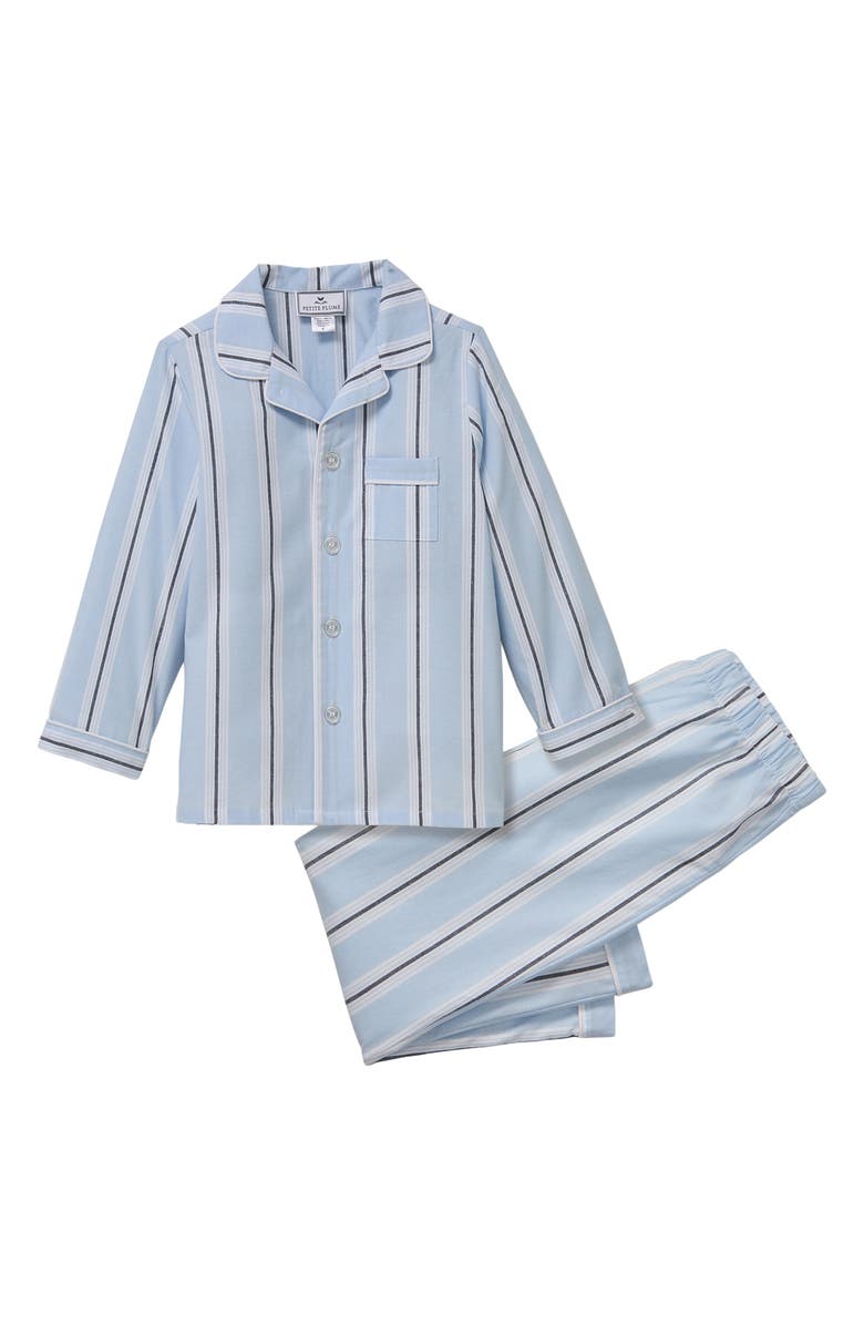 Petite Plume Kids' Coastal Stripe Woven Cotton Blend Pajamas, Main, color, 