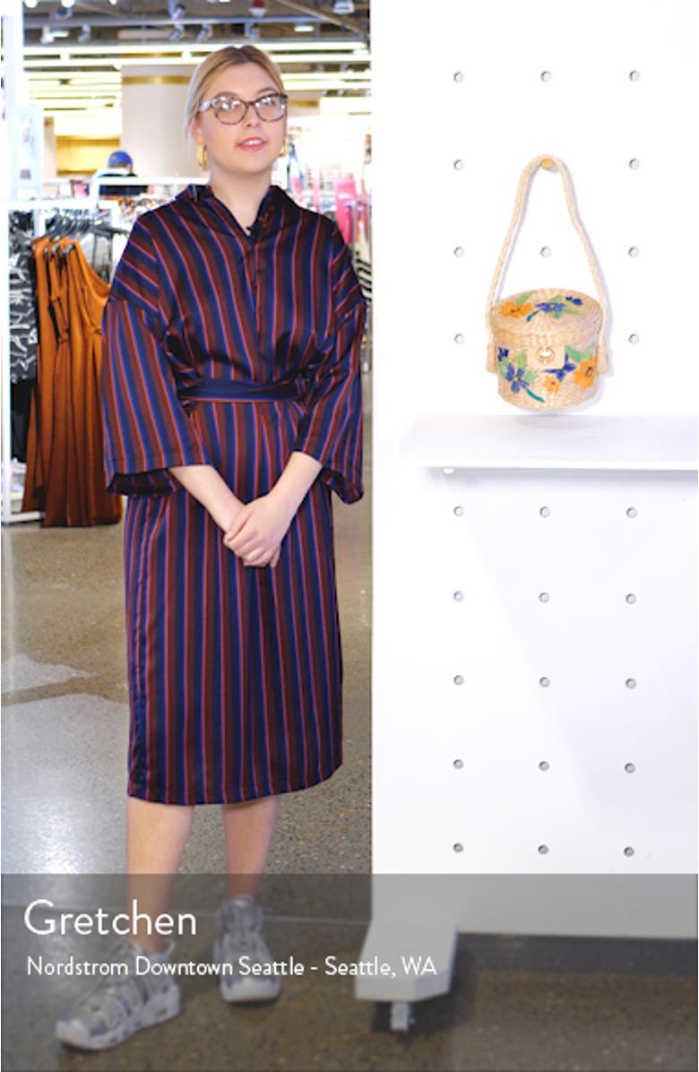 Fable Floral Straw Bucket Bag, sales video thumbnail