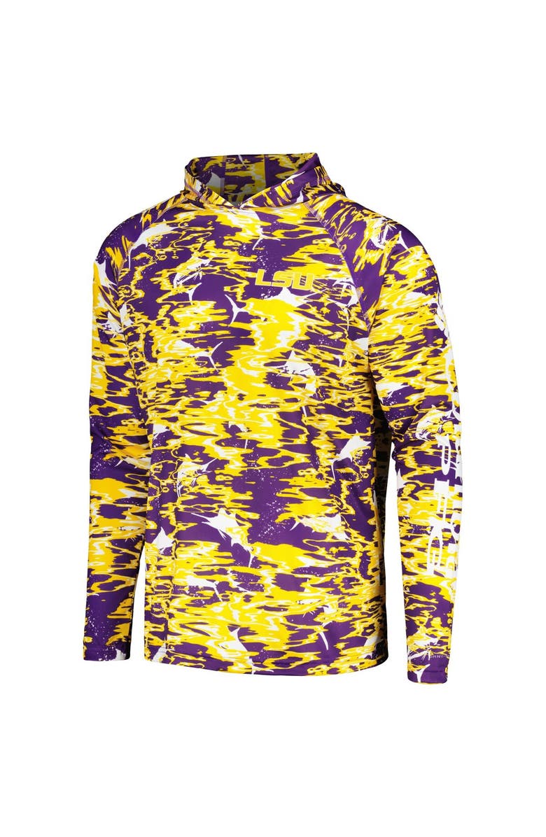 Columbia Men's Columbia Purple LSU Tigers PFG Terminal Tackle Omni-Shade Rippled Long Sleeve Hooded T-Shirt, Alternate, color, 
