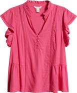 Caslon® Ruffle Sleeve Popover Top