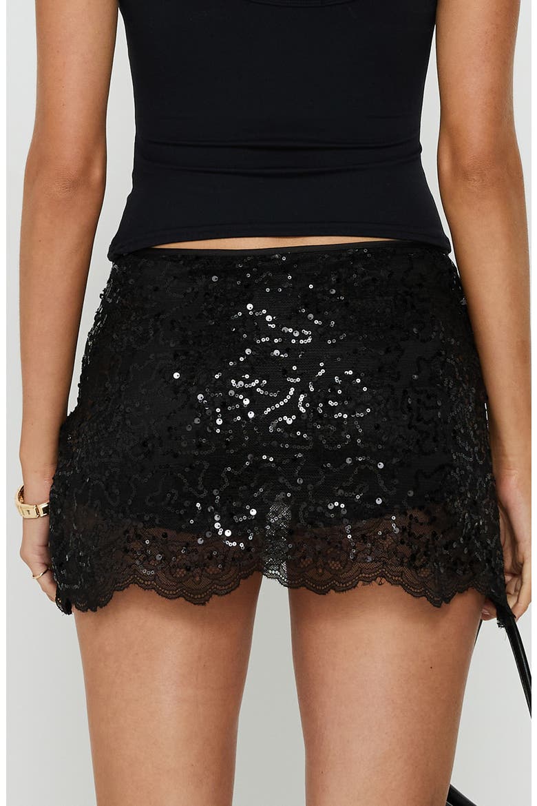 Ambrosa Sequin Lace Mini Skort, Alternate, color, BLACK