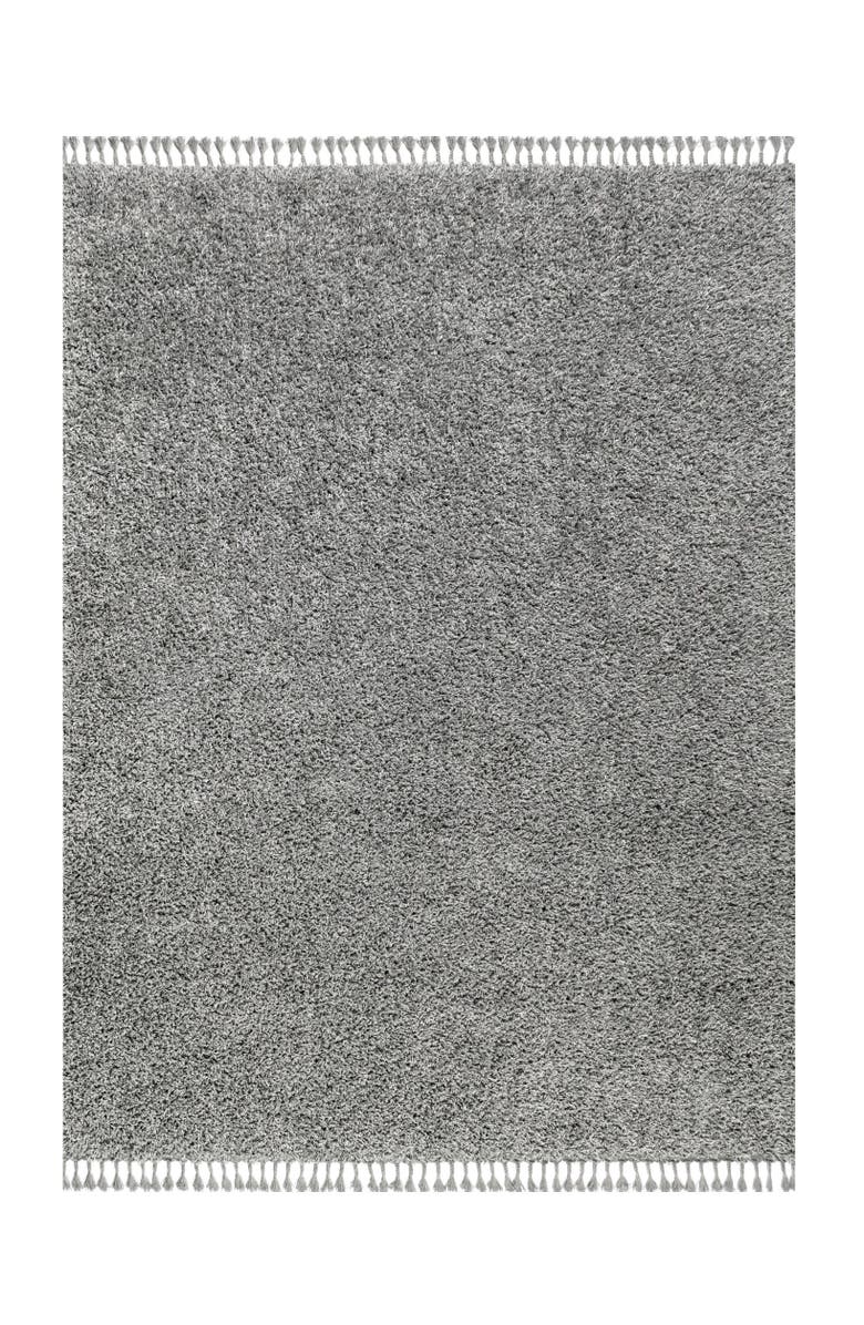 JONATHAN Y Mercer Shag Plush Tassel Area Rug, Main, color, Charcoal
