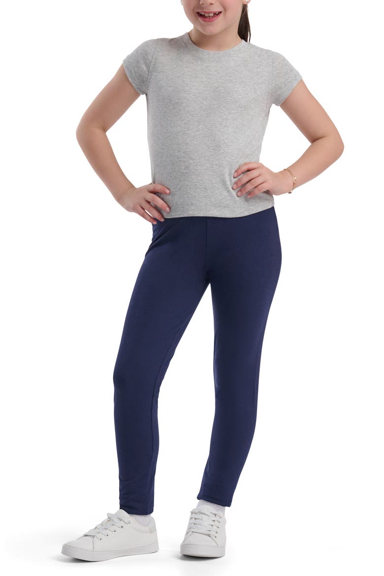 Kids' Solid Leggings, Alternate, color, NAVY