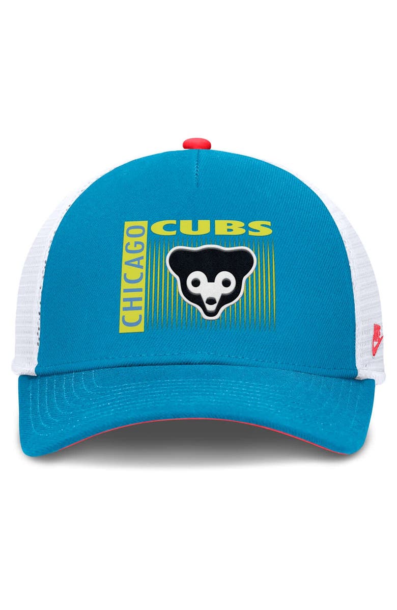 Nike Men's Nike Teal Chicago Cubs Neon 90s Rise Structured Performance Adjustable Trucker Hat, Alternate, color, Teal