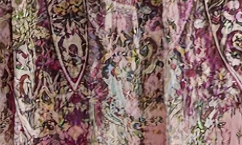 Socialite Metallic Floral Print Tiered Sleeveless Dress In Purple/pink