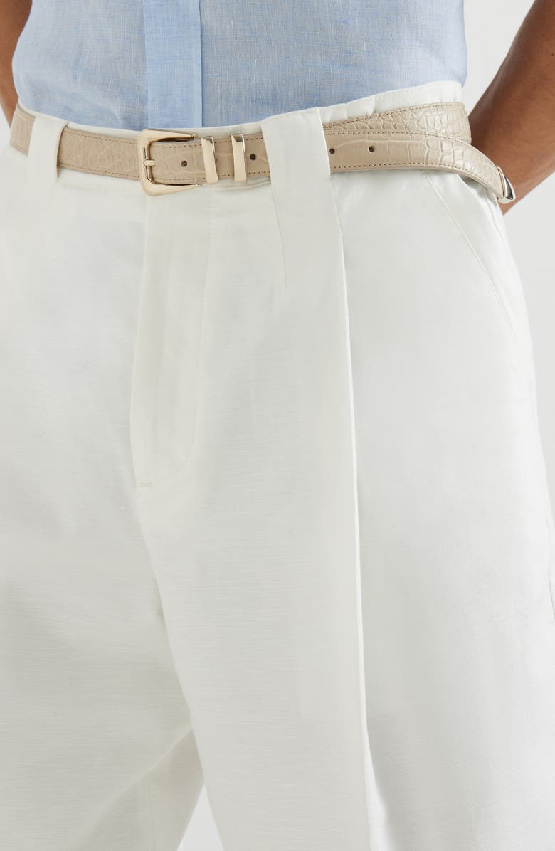 Brunello Cucinelli Cotton and linen trousers, Alternate, color, Snow