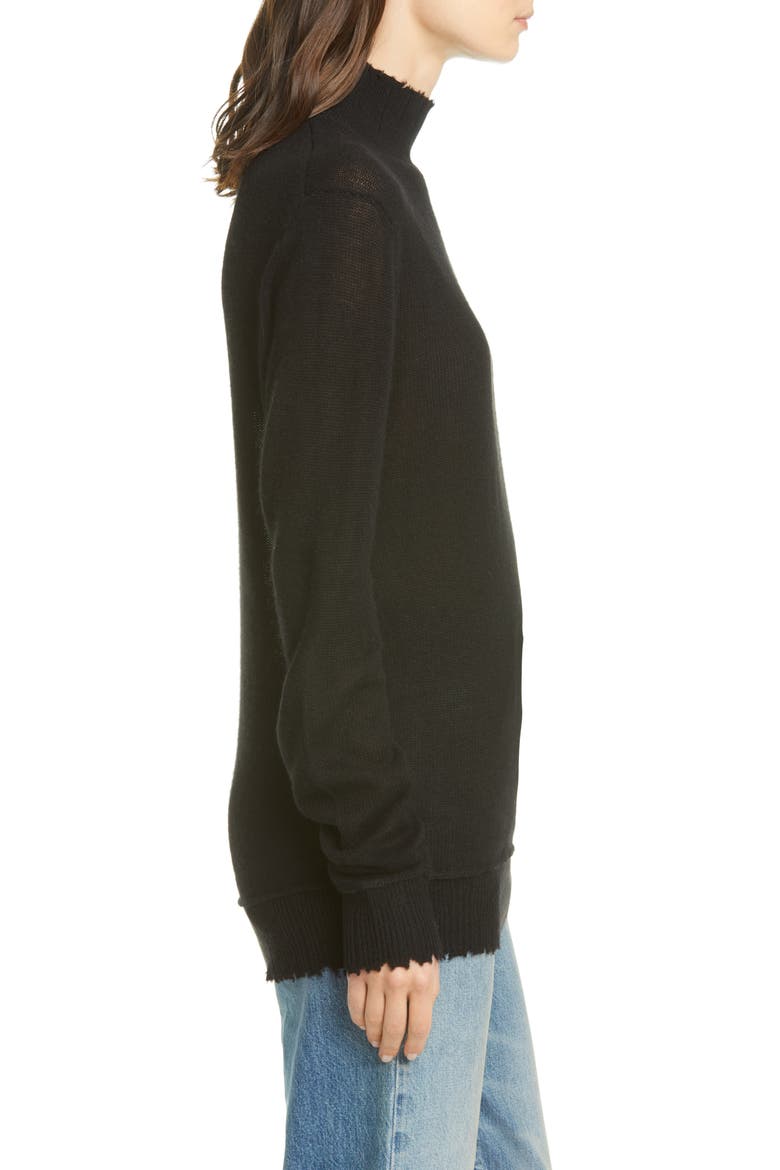 Distressed Cashmere Sweater, Alternate, color, BLACK