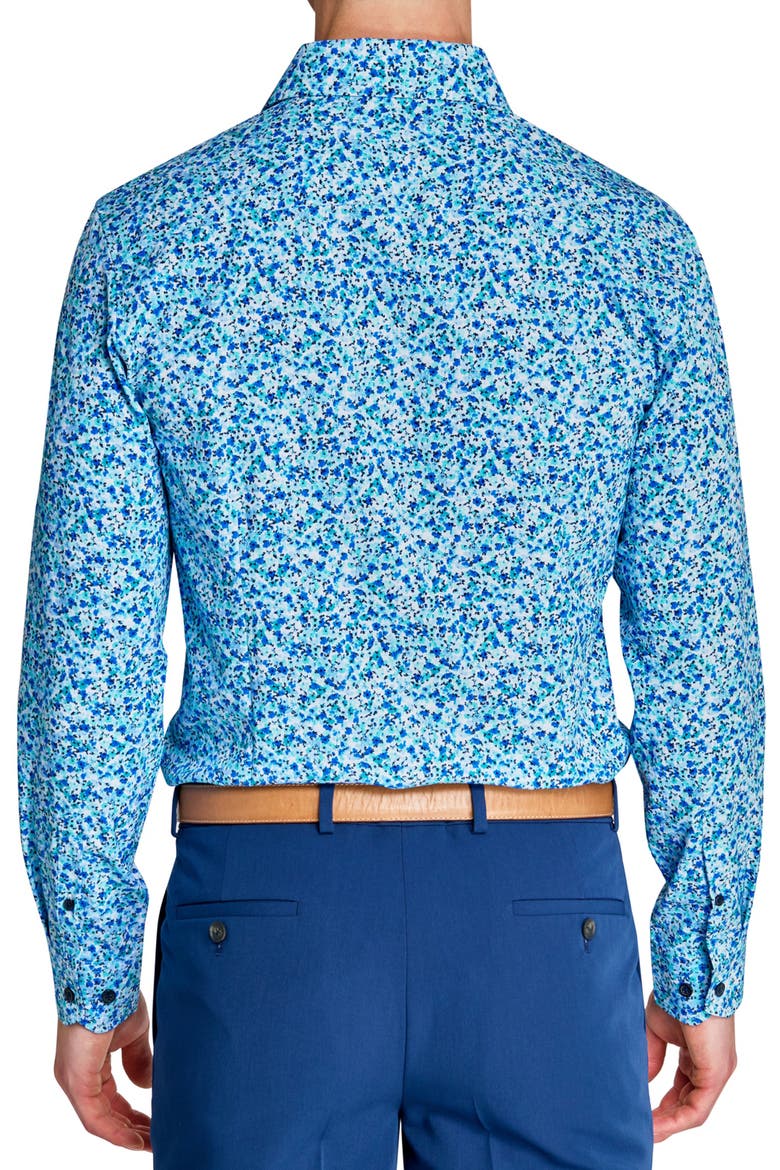 Slim Fit Watercolor Floral Performance Dress Shirt, Alternate, color, BLUE FLORAL COMBO
