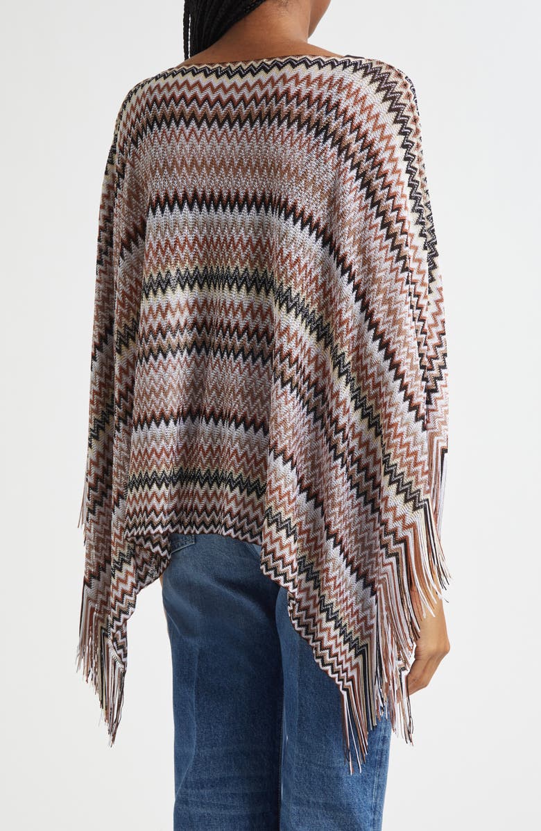 Missoni Metallic Zigzag Knit Poncho, Alternate, color, 