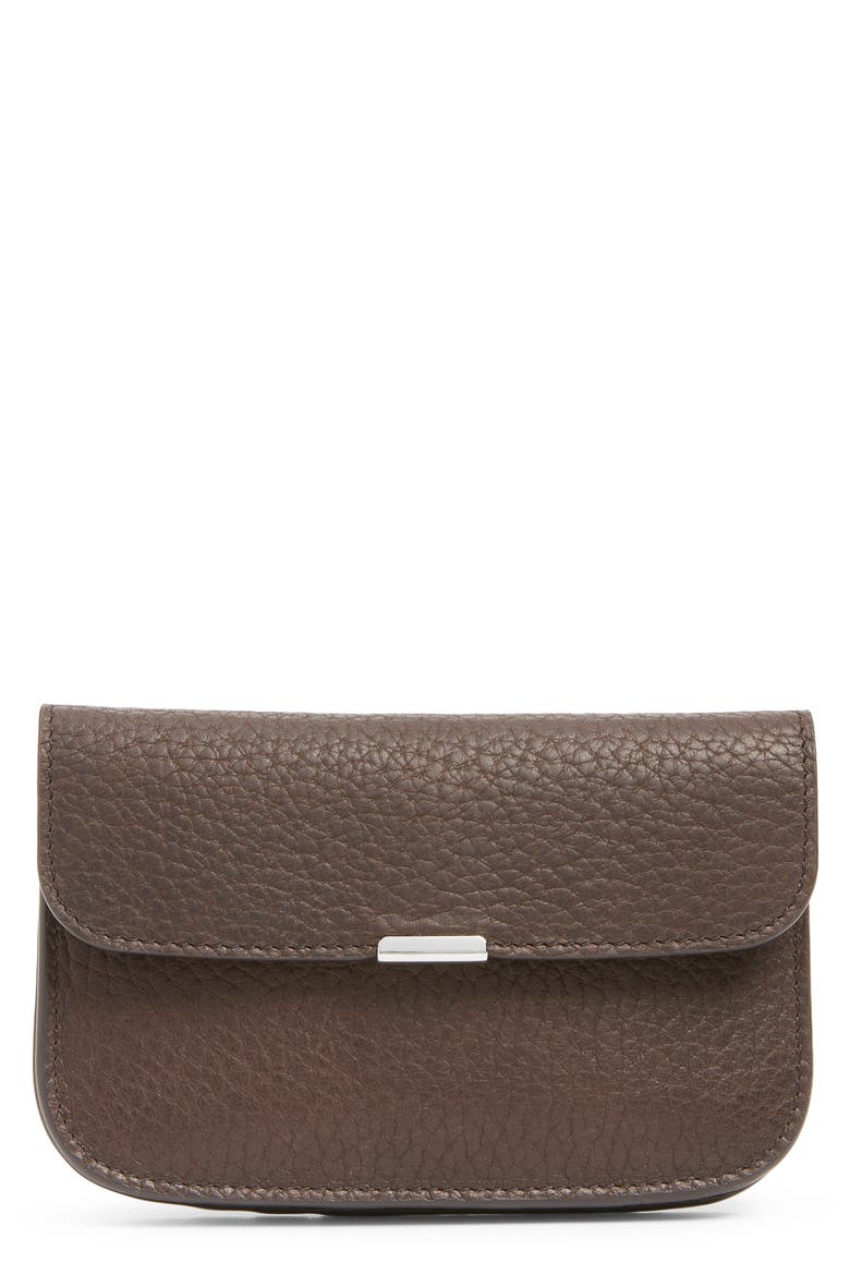 Soft Tab Leather Card Holder, Main, color, DARK CHOCOLATE