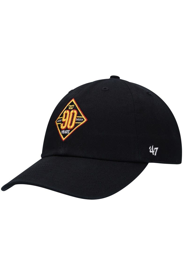 Men's '47  Black Washington Commanders 90th Season Clean Up Adjustable Hat, Main, color, Black
