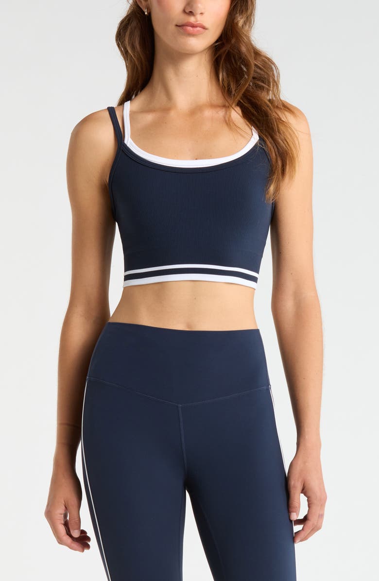 Zella Double Layer Seamless Sports Bra, Main, color, Navy Sapphire