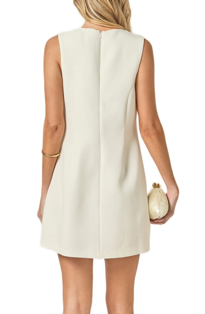 English Factory Faux Pearl Heart Appliqué Sleeveless Minidress, Alternate, color, White