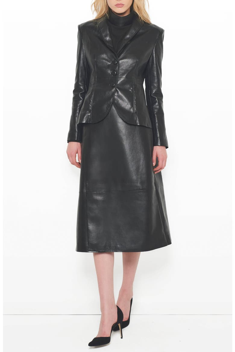 Denise Upcycled Tailord Leather Blazer, Alternate, color, Black