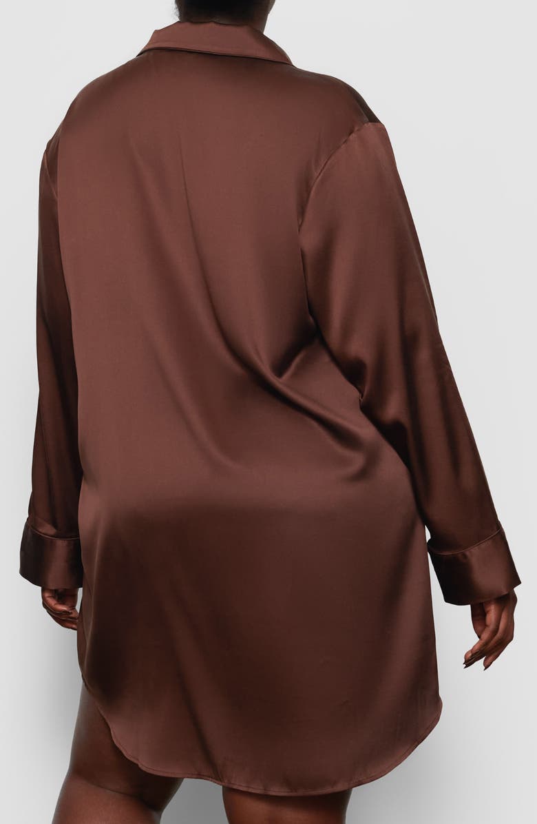 SKIMS Stretch Silk Button-Up Night Dress, Alternate, color,