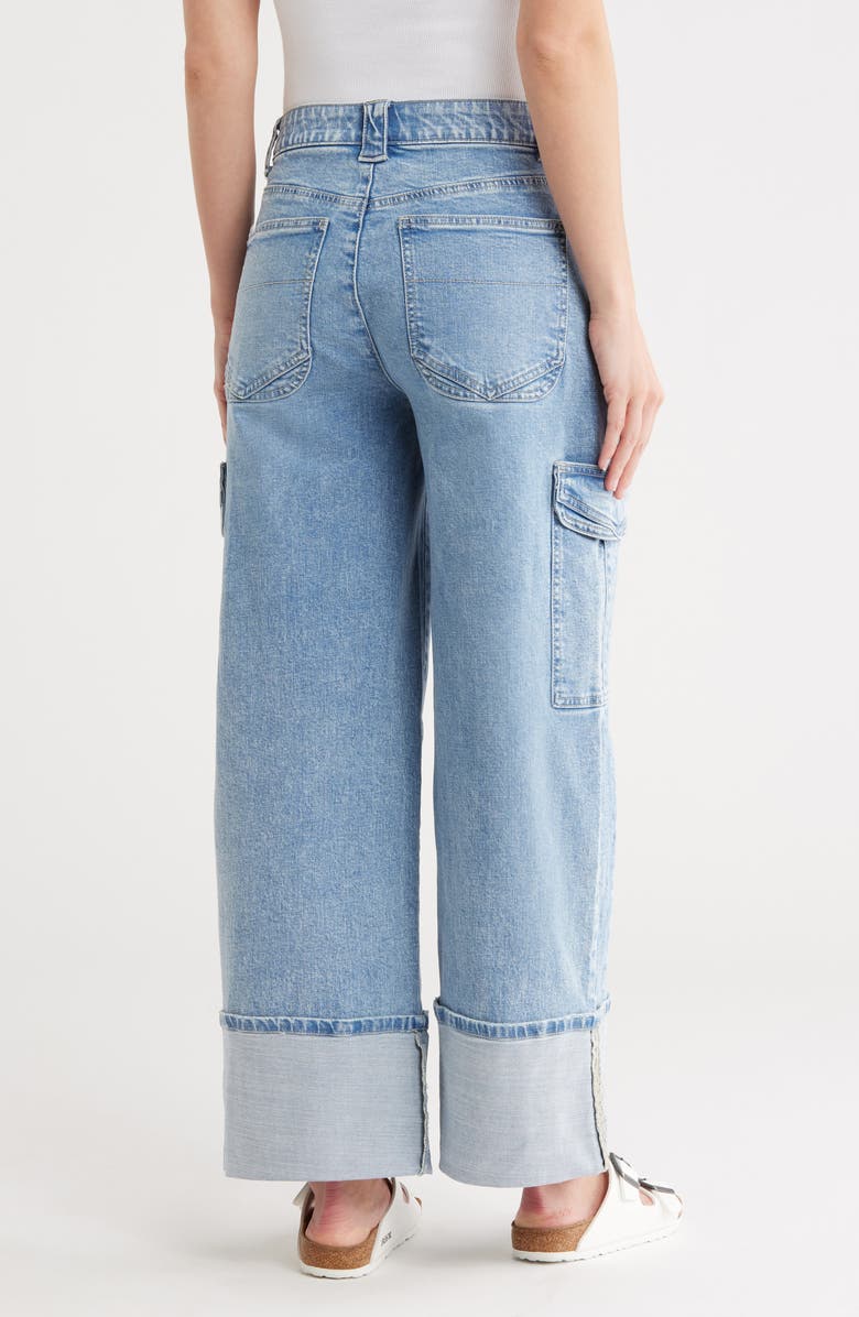 Democracy Cuffed Wide Leg Cargo Jeans, Alternate, color, Light Blue Artisanal