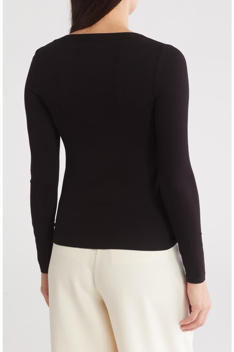 Jersey Rib Long Sleeve Top, Alternate, color, RICH BLACK