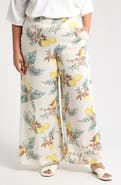 Renee C Lemon Print Wide Leg Pants