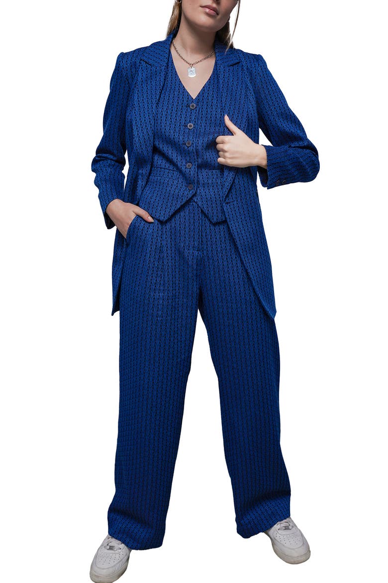 The Empower Jacquard Wide Leg Trouser, Alternate, color, COBALT BLUE