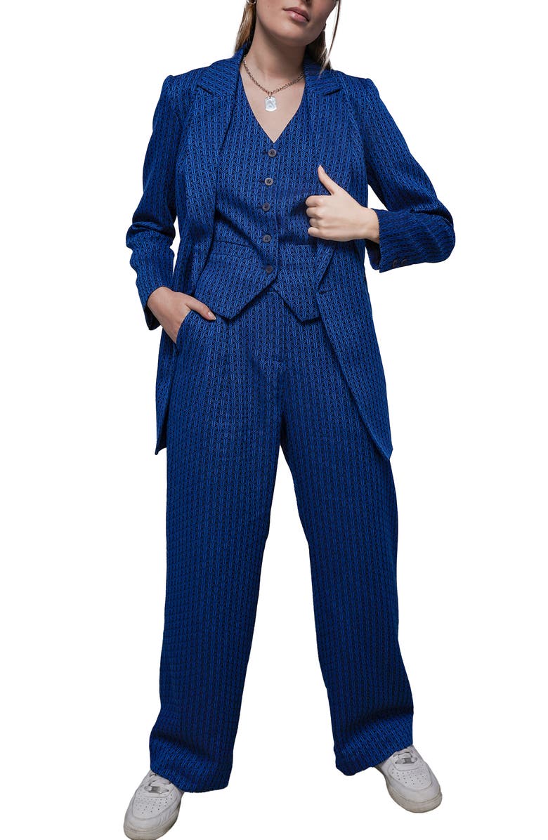 WILDFANG The Empower Jacquard Wide Leg Trouser, Alternate, color, Cobalt Blue