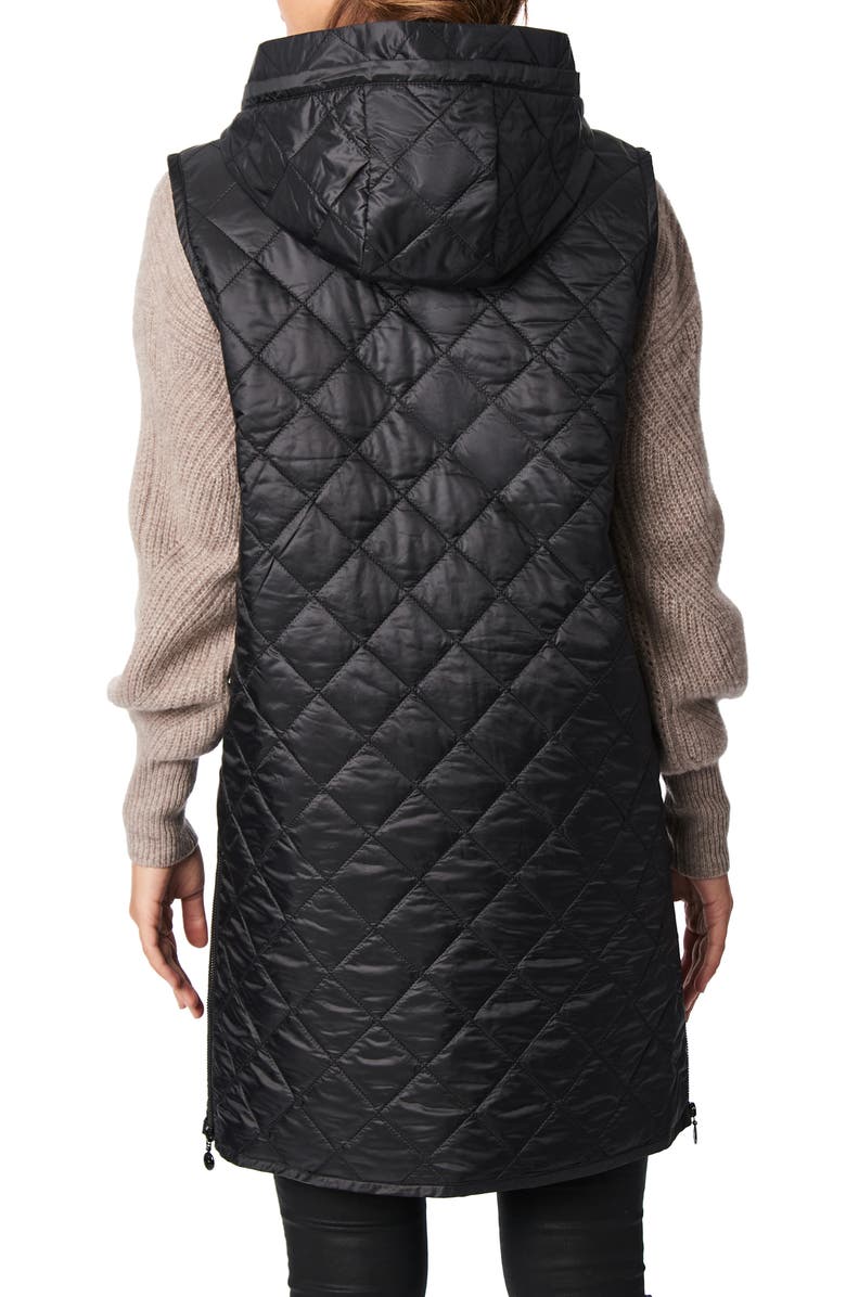 Bernardo Recycled Polyester Quilted Long Vest with Hood, Alternate, color, 