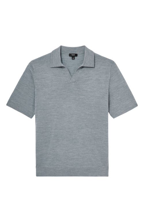 Reiss Duchie Johnny Collar Short Sleeve Wool Polo Sweater In Soft Blue Melange