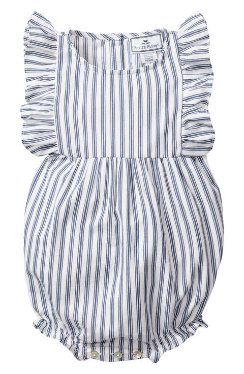 Ruffle Trim Cotton Blend One-Piece Pajamas (Baby)
