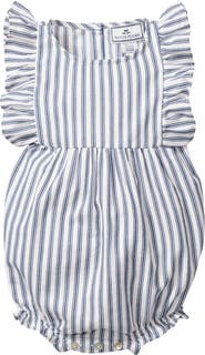 Petite Plume French Ticking Ruffled Romper